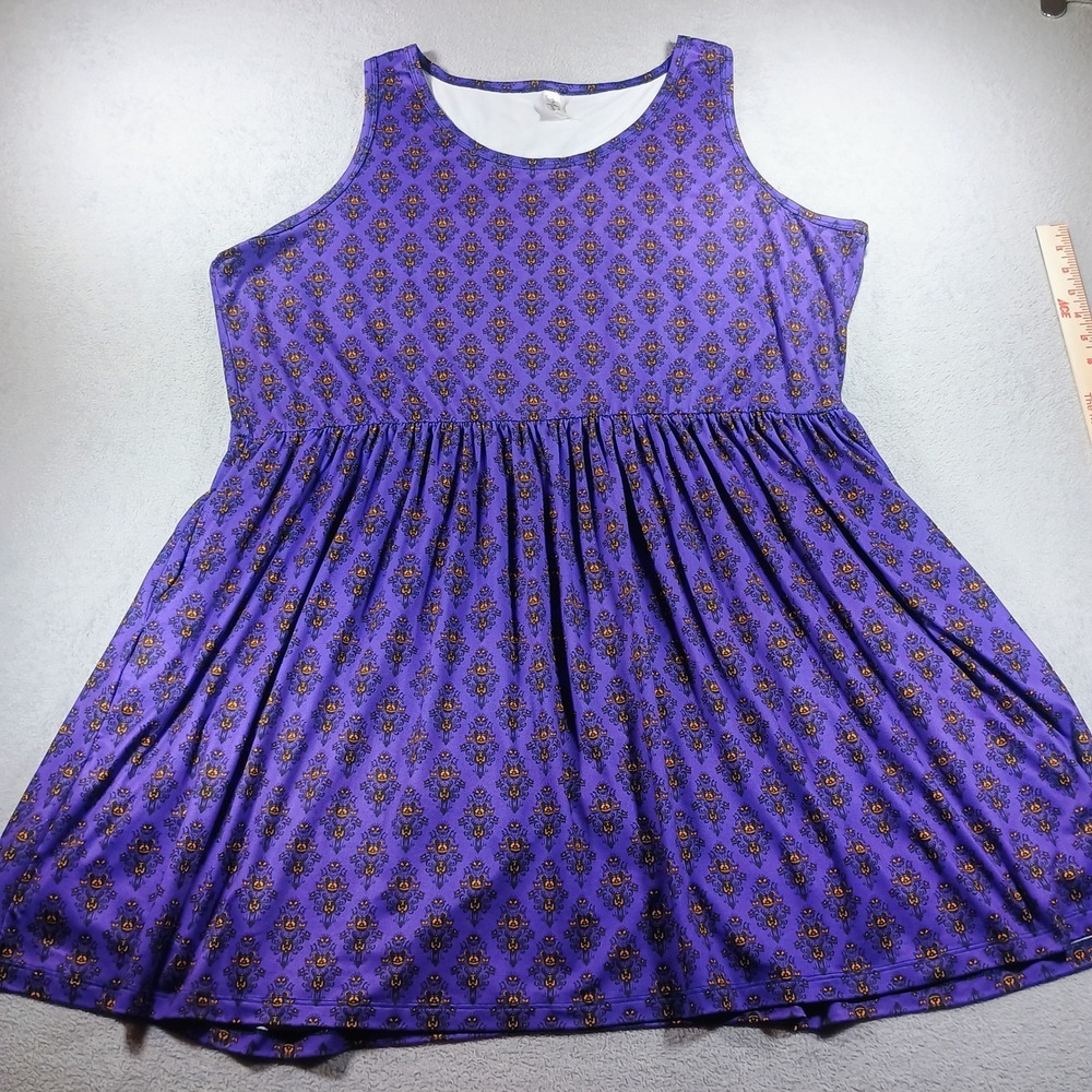 Ambrie Womens Haunted Mansion Mickey Pumpkin Dress Purple 3XL Sleeveless